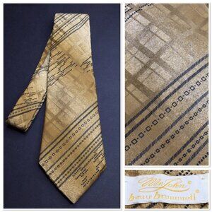 Vintage Mr John Beau Brummell Men's Tie Abstract Geometric Design Gold & Black